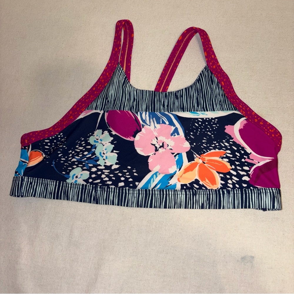 Athleta Girl Paradise Splash Floral Pattern Bikini Top Swimsuit Size XXL/16‎